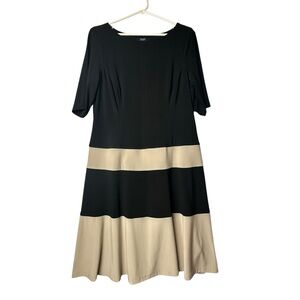Chaps Midi Color‎ Block Dress Black and Tan Women's size- XL
